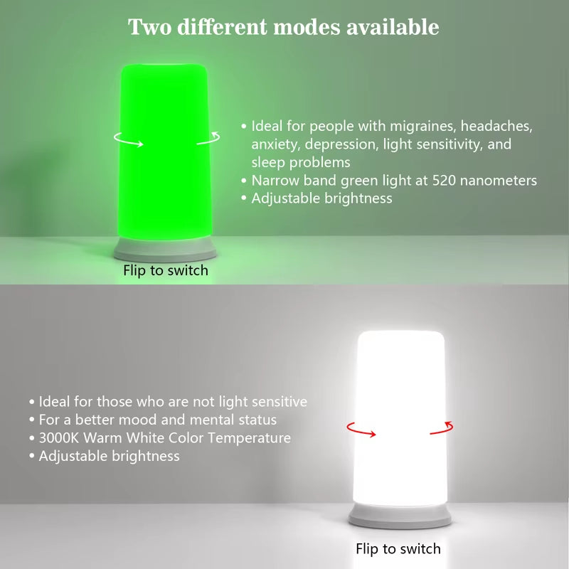 Sleep Aid Device for Insomia Green Light Therapy for Anxiety Relaxation Sunlight Lamp for Seasonal Mood Adjustable Brightness