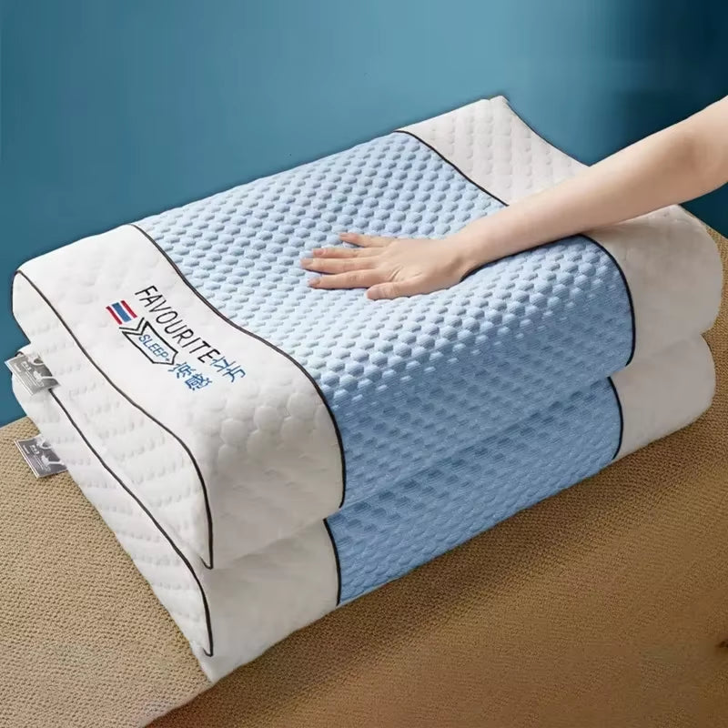 Ice Coolingtechnology Thai Natural Latex Pillow Slow Rebound Health Care Memory Foam Pillow Orthopedic Pillow Neck Protector 1PC