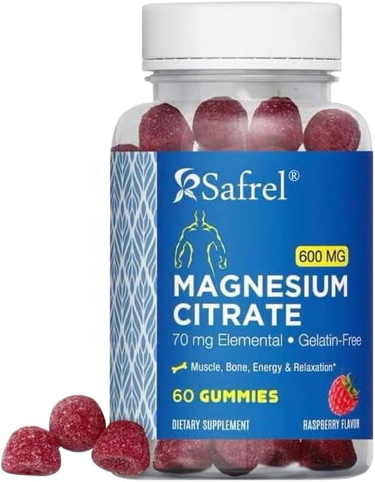 Magnesium Citrate Gummies 600Mg per Serving - 60 Vegan Gummies - Promotes Healthy Relaxation, Muscle, Bone, & Energy Support (60 Gummies (Pack of 1))