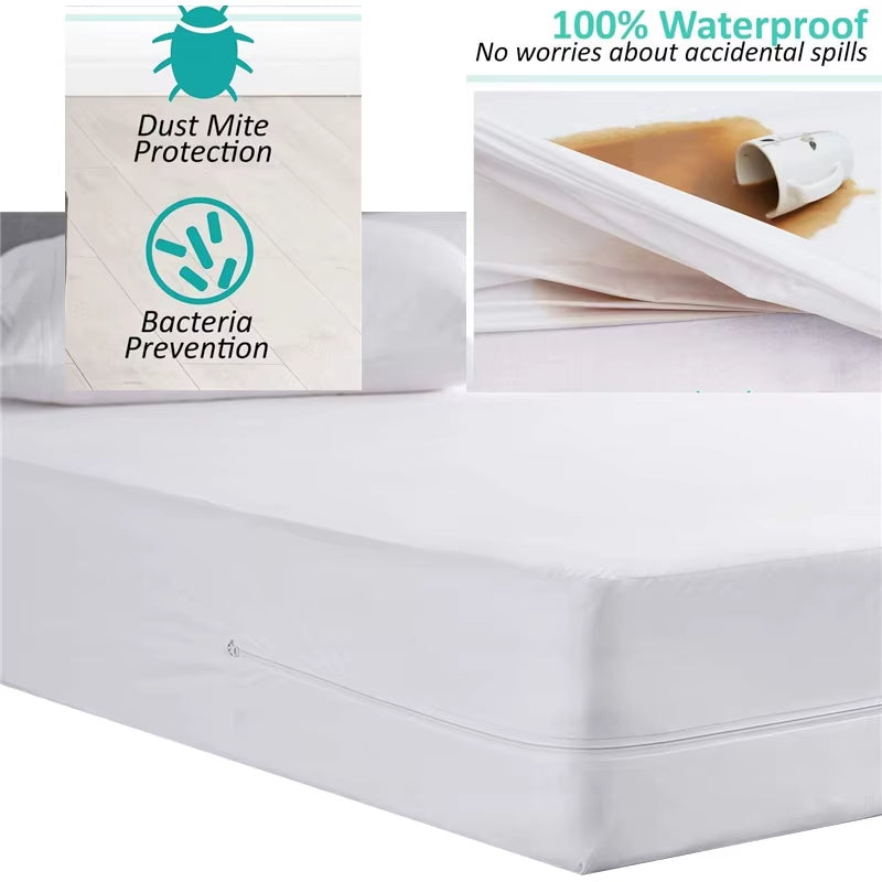 Zipper Waterproof Mattress Protector Cover with Zipper Cot Baby Bed Fitted Sheet Bed Cover All round Protection Single Double