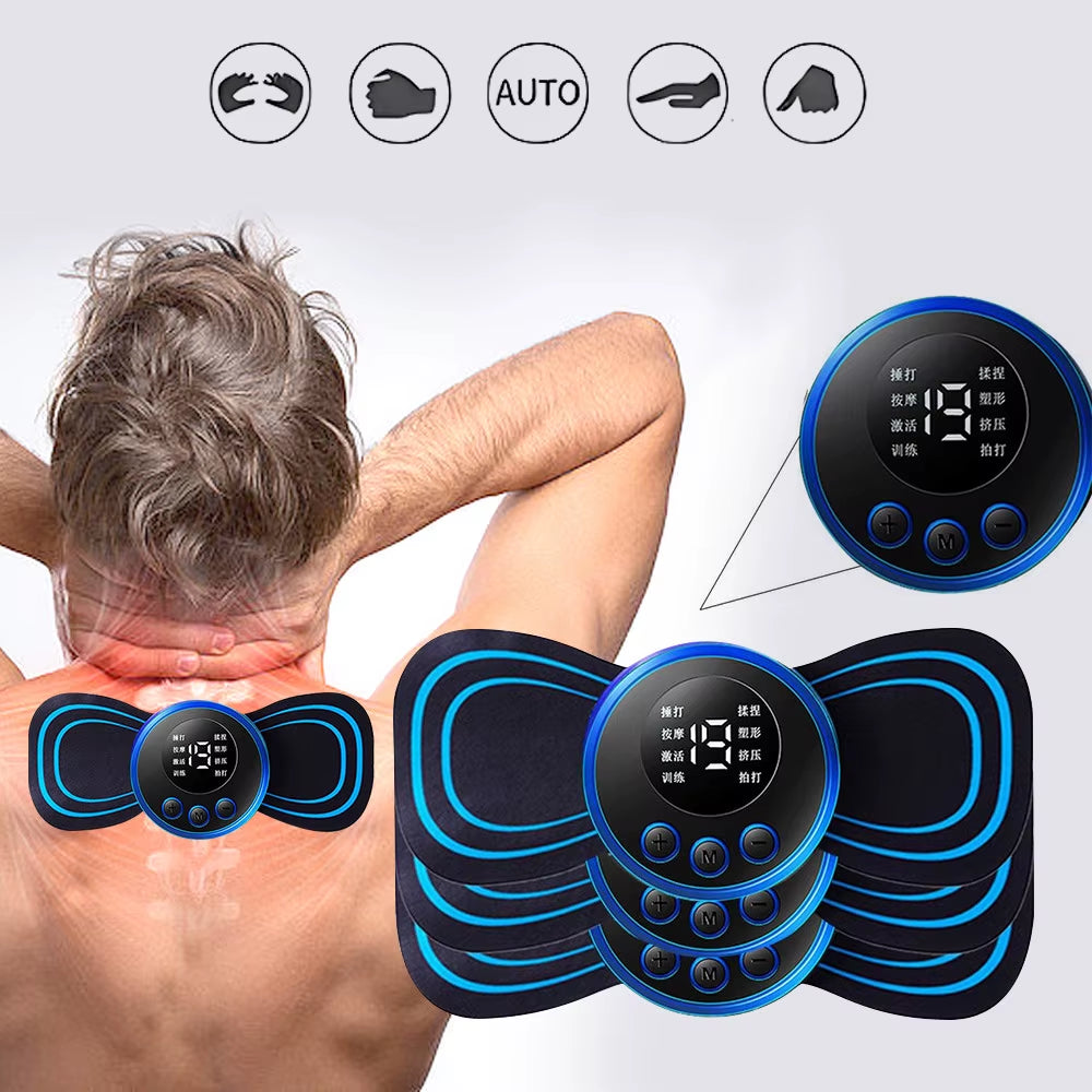 Neck Massager Lcd Display EMS Electric Cervical Massage Patch Low Frequency Pulse Muscle Stimulator Pads Pain Relief Relaxation