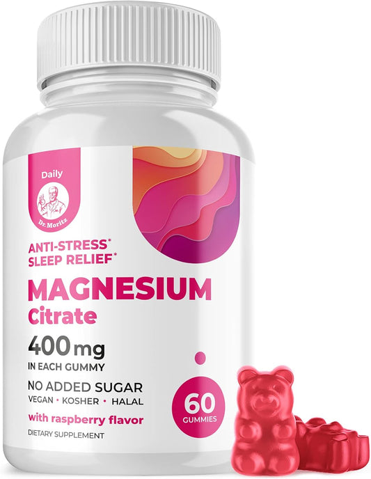 Magnesium Gummies Sugar-Free - Calm Supplement for Children, Chews Kids & Adults (60 Count),1