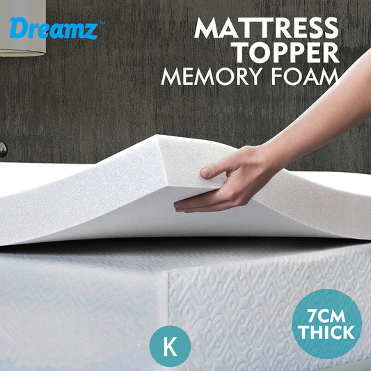 Dreamz Mattress Topper Memory Foam Toppers 7CM Underlay Breathable Mat King