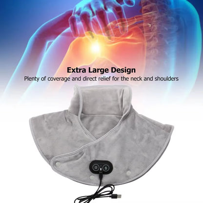 Electric Shoulder Neck Vibrating Massager Wrap Thermal Shoulder Back Warmer Heated Scarf USB Cervical Brace Pads Relief Fatigue