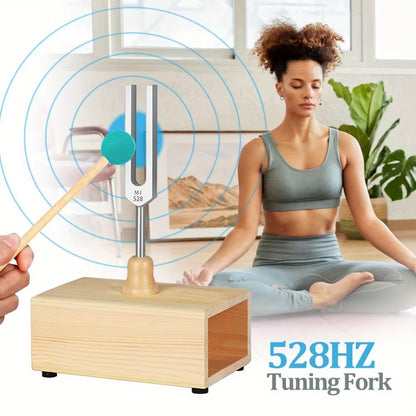 432Hz / 528Hz Chakra Tuning Forks with Resonant Box and Mallet Perfect for Sound Therapy Yoga Meditation and Relaxation