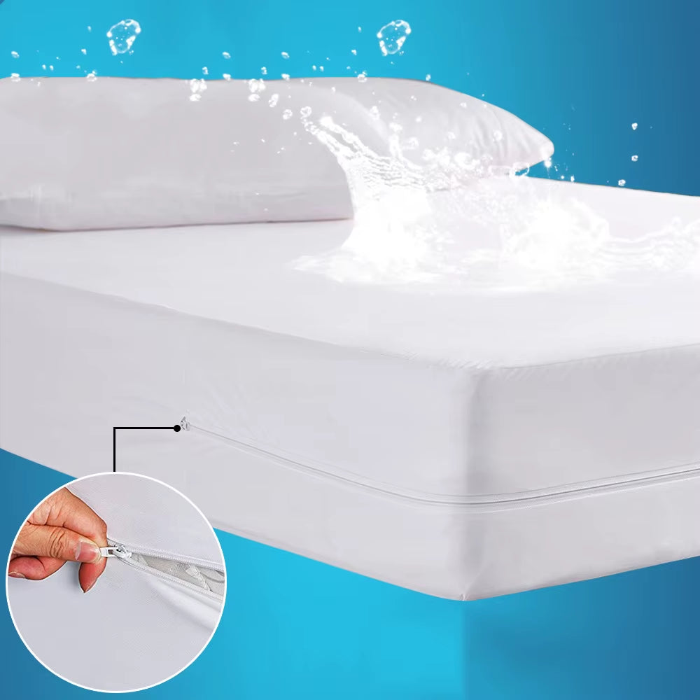 Zipper Waterproof Mattress Protector Cover with Zipper Cot Baby Bed Fitted Sheet Bed Cover All round Protection Single Double