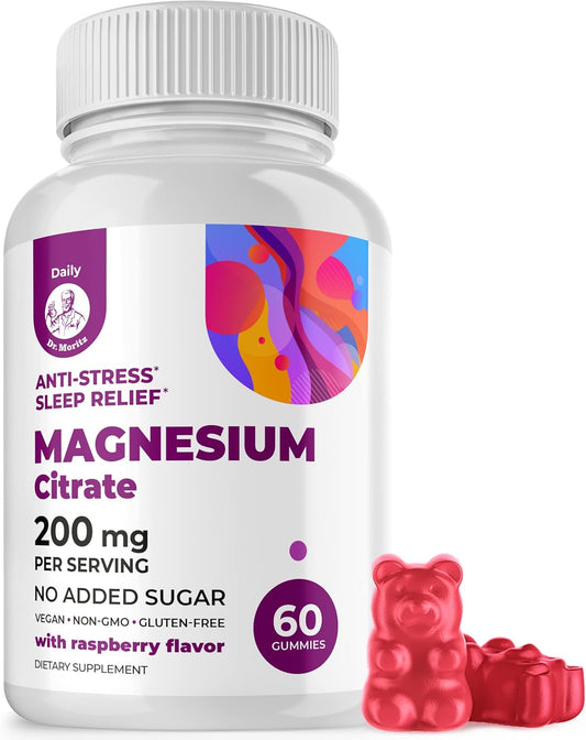 Magnesium Gummies Sugar-Free - Calm Magnesium Gummies Supplement for Children, Sugar-Free Magnesium Calm Chews for Kids & Adults (60 Count)