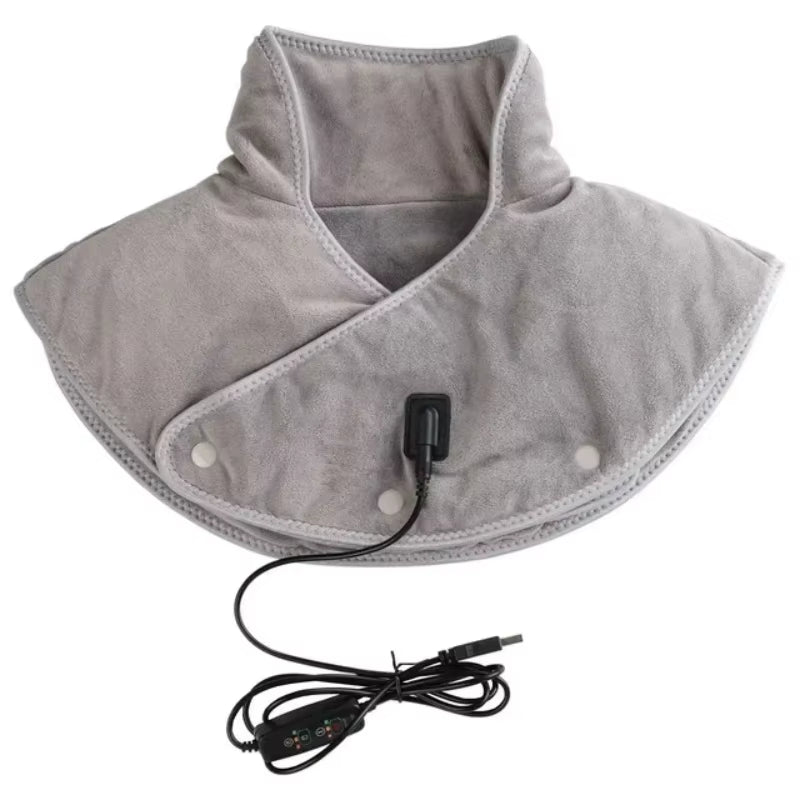 Electric Shoulder Neck Vibrating Massager Wrap Thermal Shoulder Back Warmer Heated Scarf USB Cervical Brace Pads Relief Fatigue