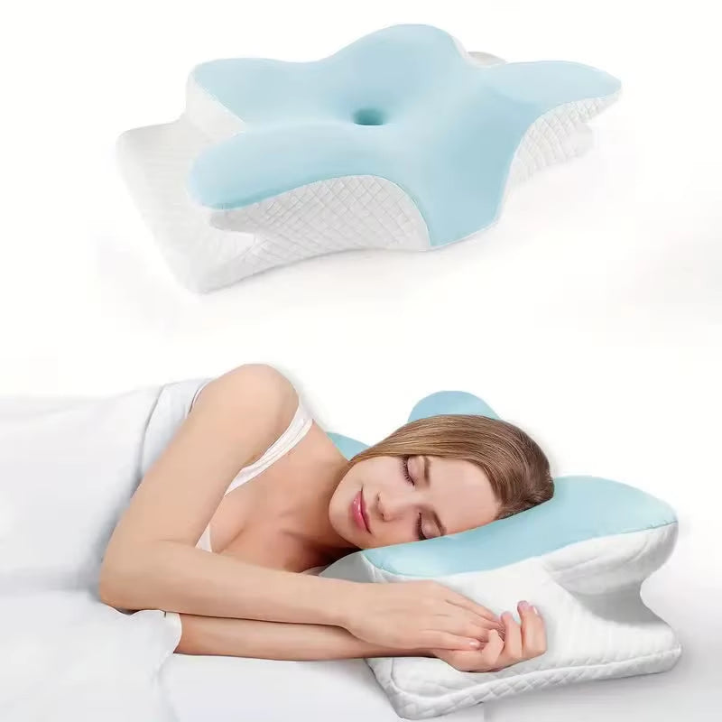 Memory Foam Pillows Butterfly Shaped Relaxing Cervical Slow Rebound Neck Pillow Pain Relief Sleeping Orthopedic Pillow Beding