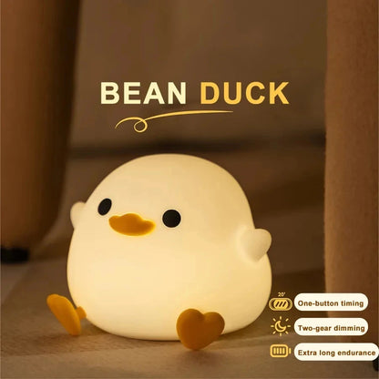 Cute Duckling Night Light Silicone Patting Lamp Duck Lamp for Kids USB Rechargeable LED Bedside Lamps Touch Control Night Lamp