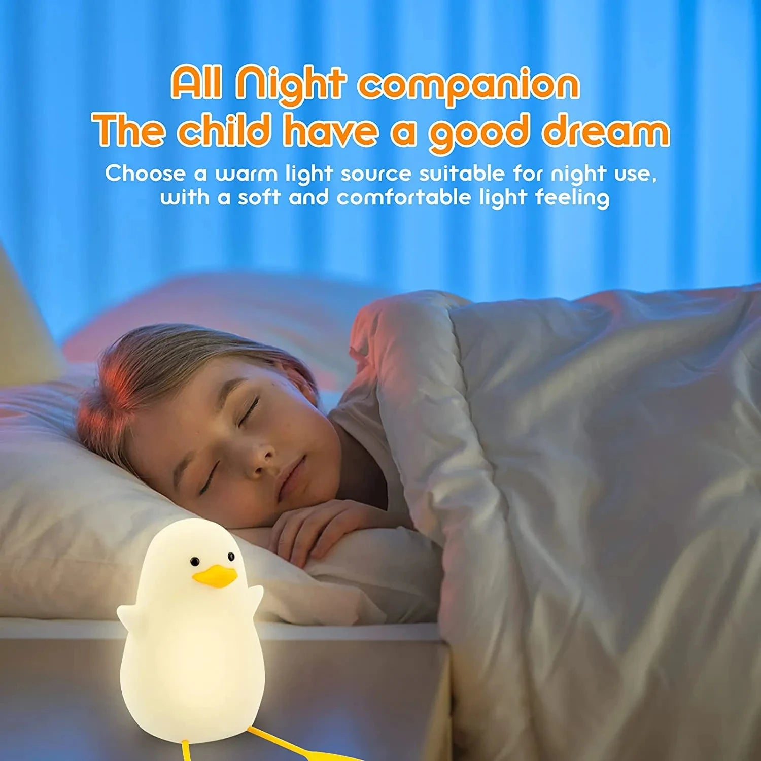 Cute Duckling Night Light Silicone Patting Lamp Duck Lamp for Kids USB Rechargeable LED Bedside Lamps Touch Control Night Lamp