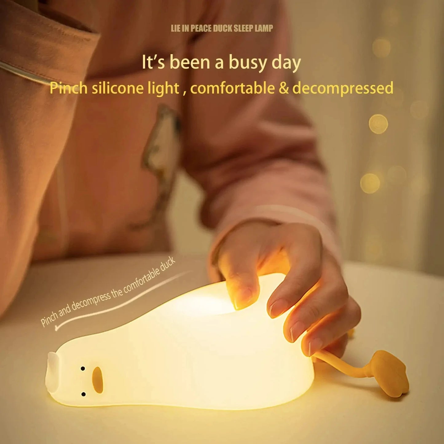 Cute Duckling Night Light Silicone Patting Lamp Duck Lamp for Kids USB Rechargeable LED Bedside Lamps Touch Control Night Lamp