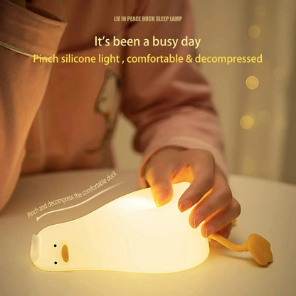 Cute Duckling Night Light Silicone Patting Lamp Duck Lamp for Kids USB Rechargeable LED Bedside Lamps Touch Control Night Lamp