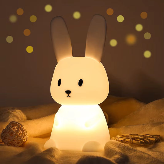 Night Light for Kids Room Cute Bunny Lamp Gifts for Nursery Girls Boys Toddler Kawaii Room Decor USB Silicone Rabbit Night Light