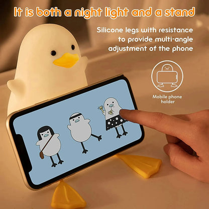 Cute Duckling Night Light Silicone Patting Lamp Duck Lamp for Kids USB Rechargeable LED Bedside Lamps Touch Control Night Lamp