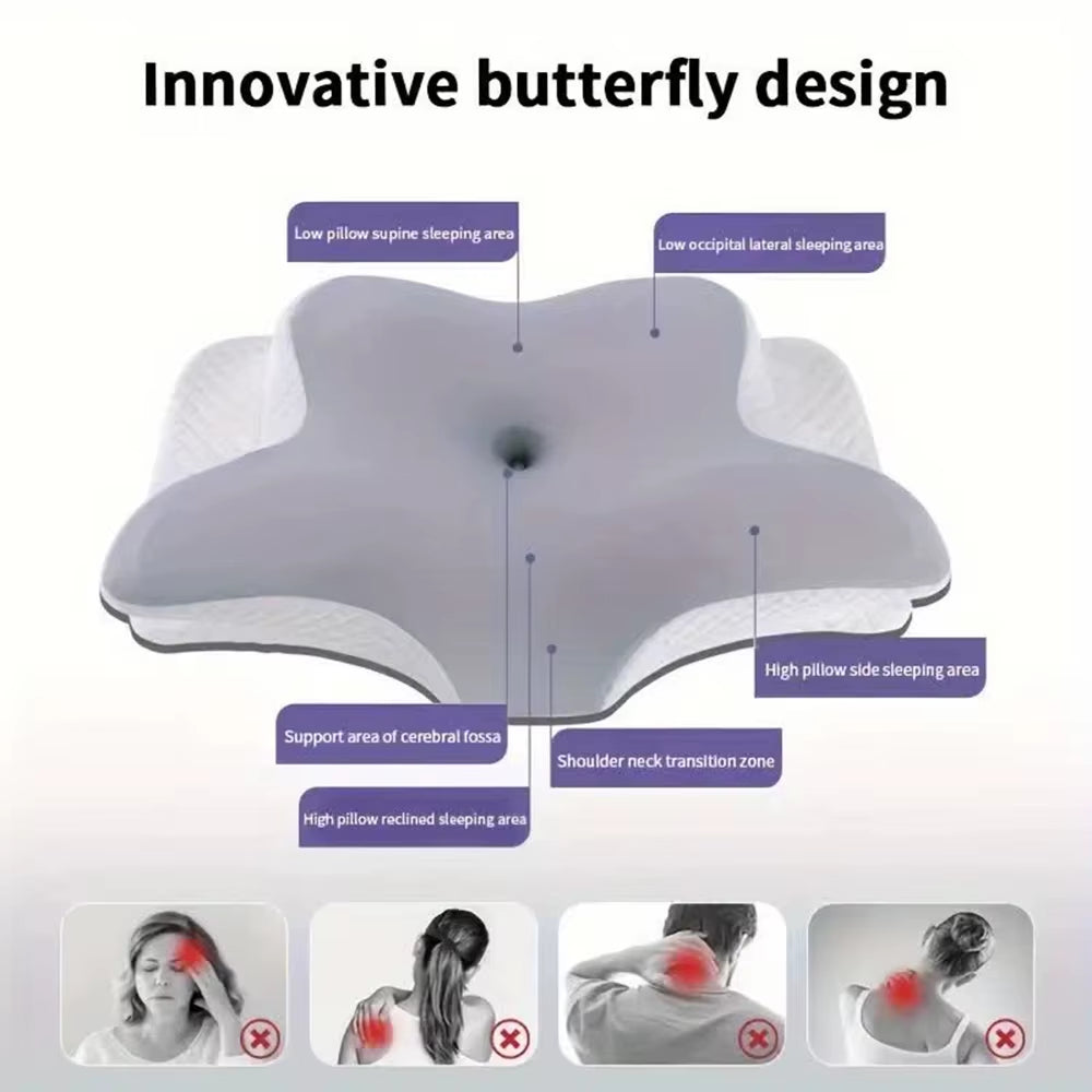 Memory Foam Pillows Butterfly Shaped Relaxing Cervical Slow Rebound Neck Pillow Pain Relief Sleeping Orthopedic Pillow Beding