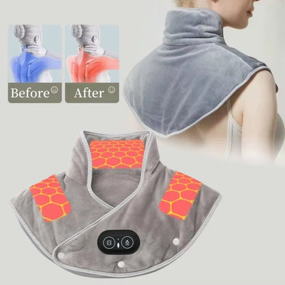 Electric Shoulder Neck Vibrating Massager Wrap Thermal Shoulder Back Warmer Heated Scarf USB Cervical Brace Pads Relief Fatigue