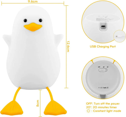 Cute Duckling Night Light Silicone Patting Lamp Duck Lamp for Kids USB Rechargeable LED Bedside Lamps Touch Control Night Lamp