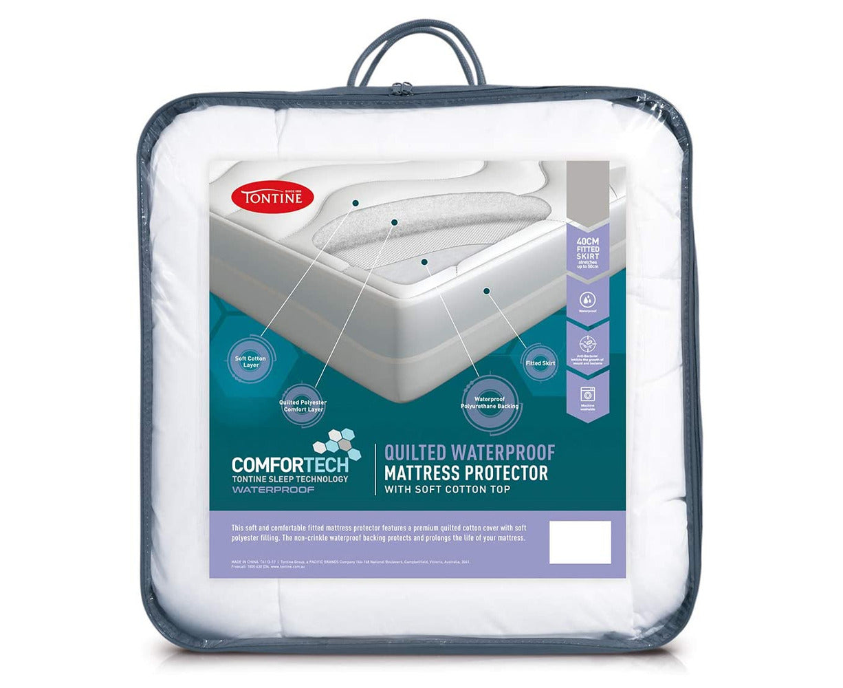 138X188Cm Comfortech Quilted Waterproof Mattress Protector Double Bed