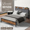 Levede Queen Bed Frame Industrial Tufted Soft Storage Headboard USB Charge